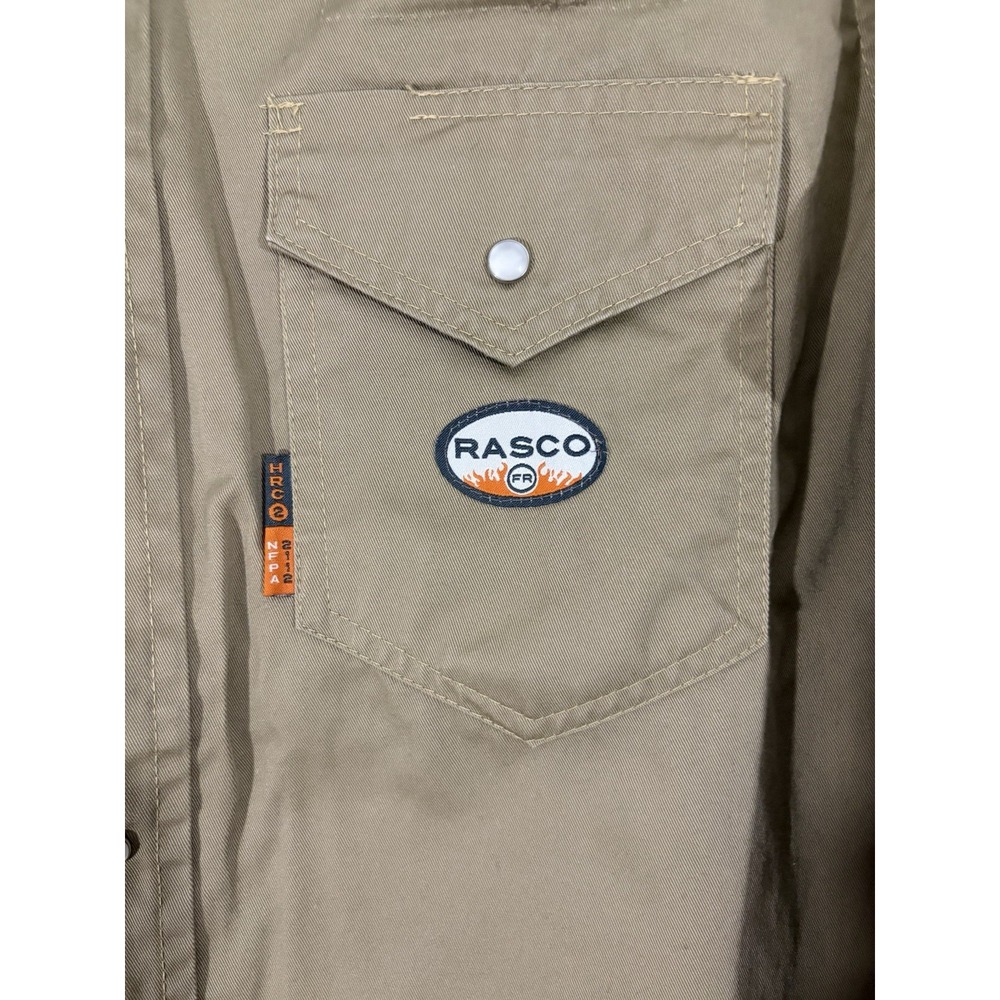 Rascor‎ Work Shirt Men's Tan Long Sleeve Snap Front Western Style Size Large